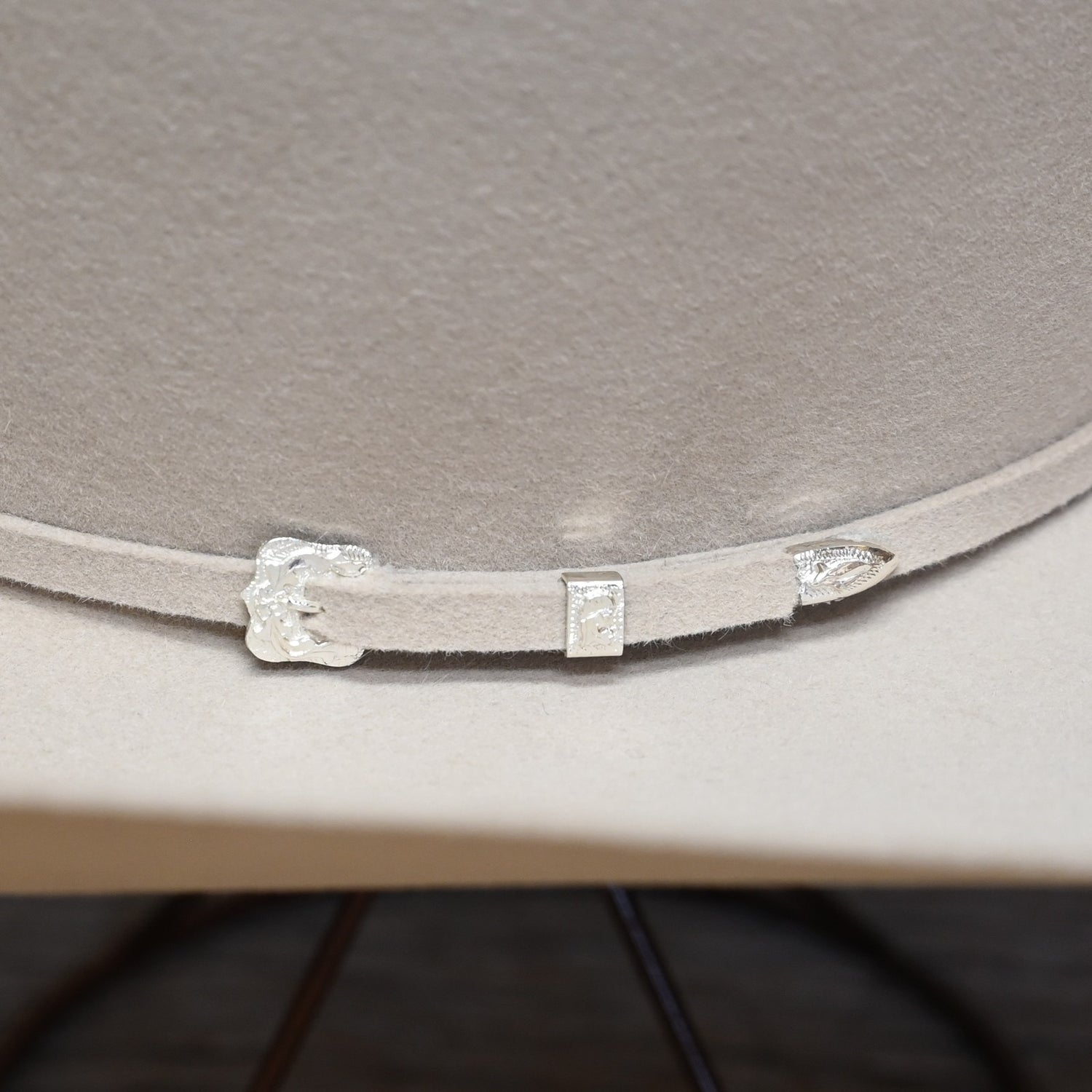 View of detail of hat