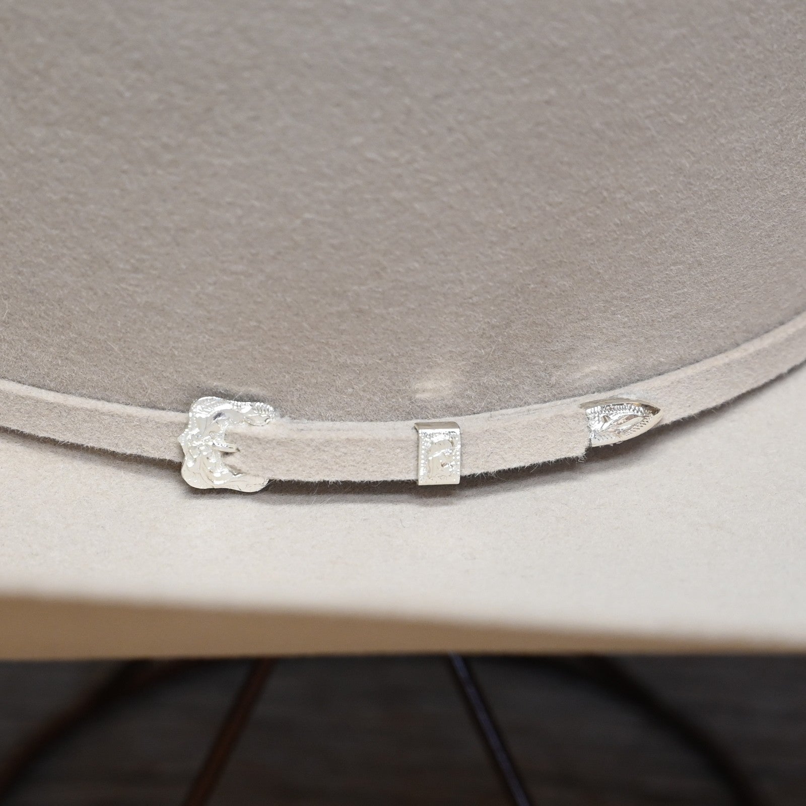 View of detail of hat