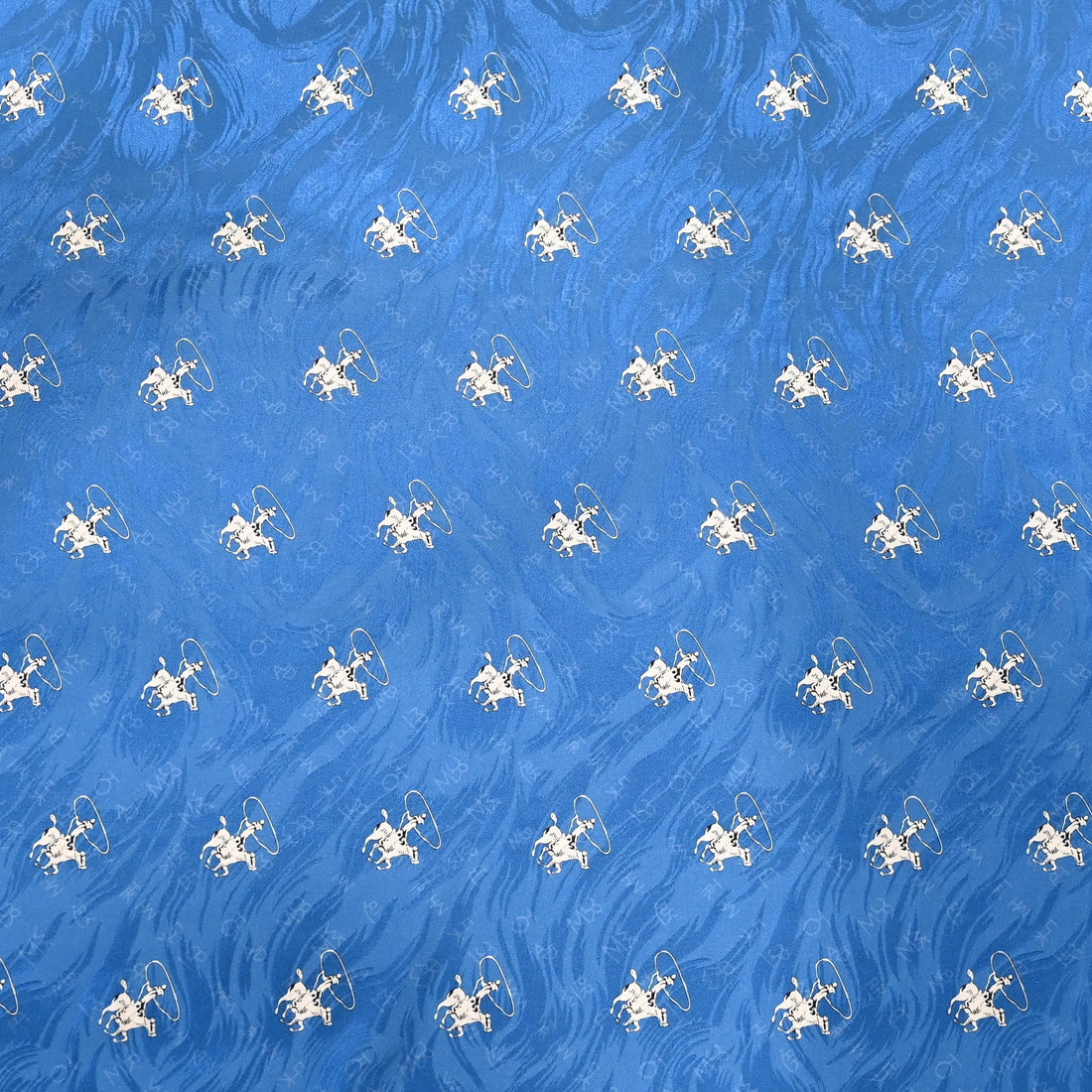 Rockmount denim silk scarf 36x36 with hand-rolled hem and Western jacquard design