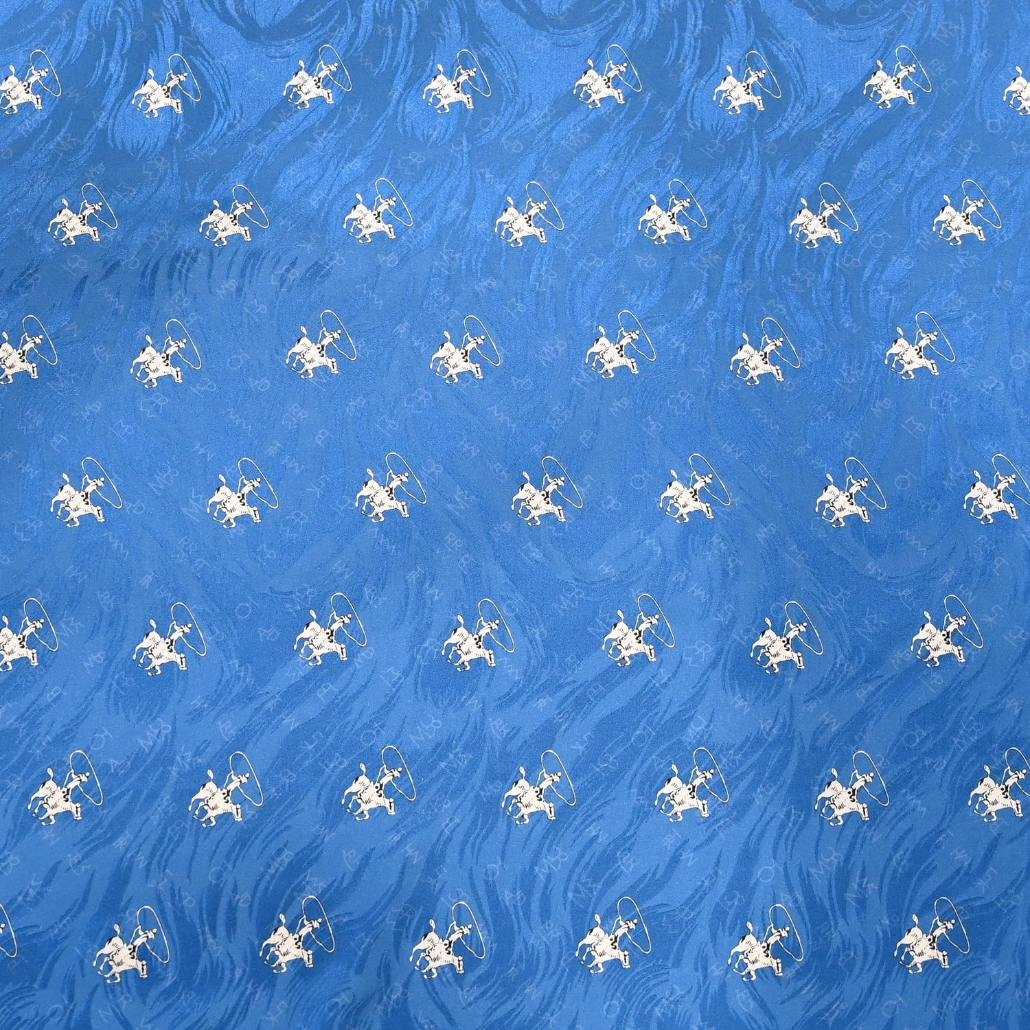 Rockmount denim silk scarf 36x36 with hand-rolled hem and Western jacquard design