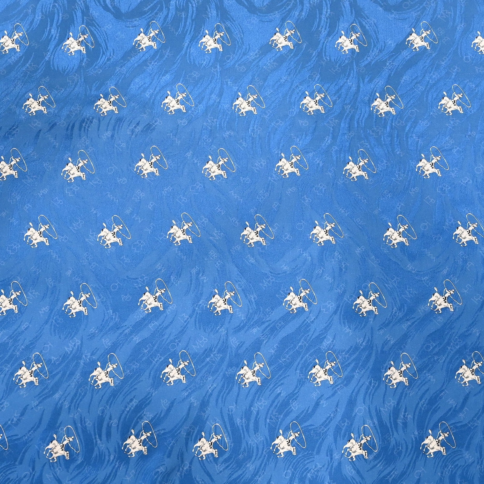 Rockmount denim silk scarf 36x36 with hand-rolled hem and Western jacquard design