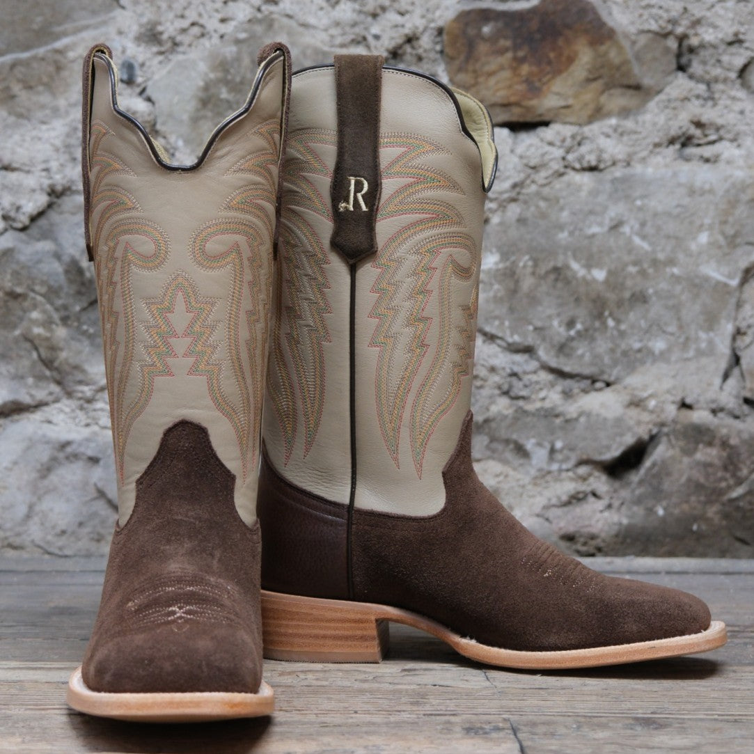 R Watson R. Watson Chocolate Heavy Roughout Boots With Bone Sinatra Cowhide ...