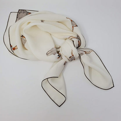 Cowboy Images Charmeuse Longhorns wild rag 22×22 steer skull print satin