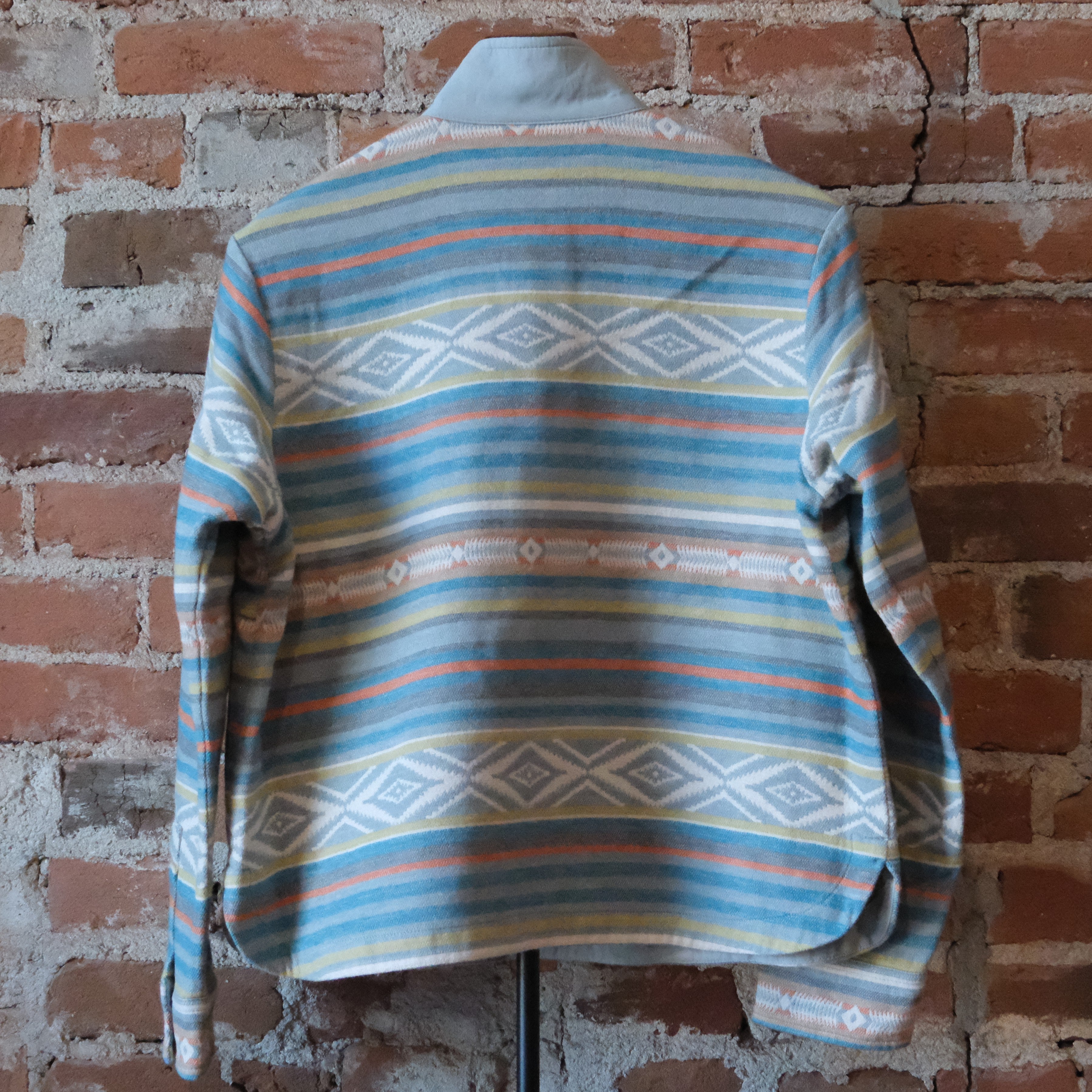 Pendleton Women’s Double Soft Half-Snap Pullover in teal multi stripe cotton chamois