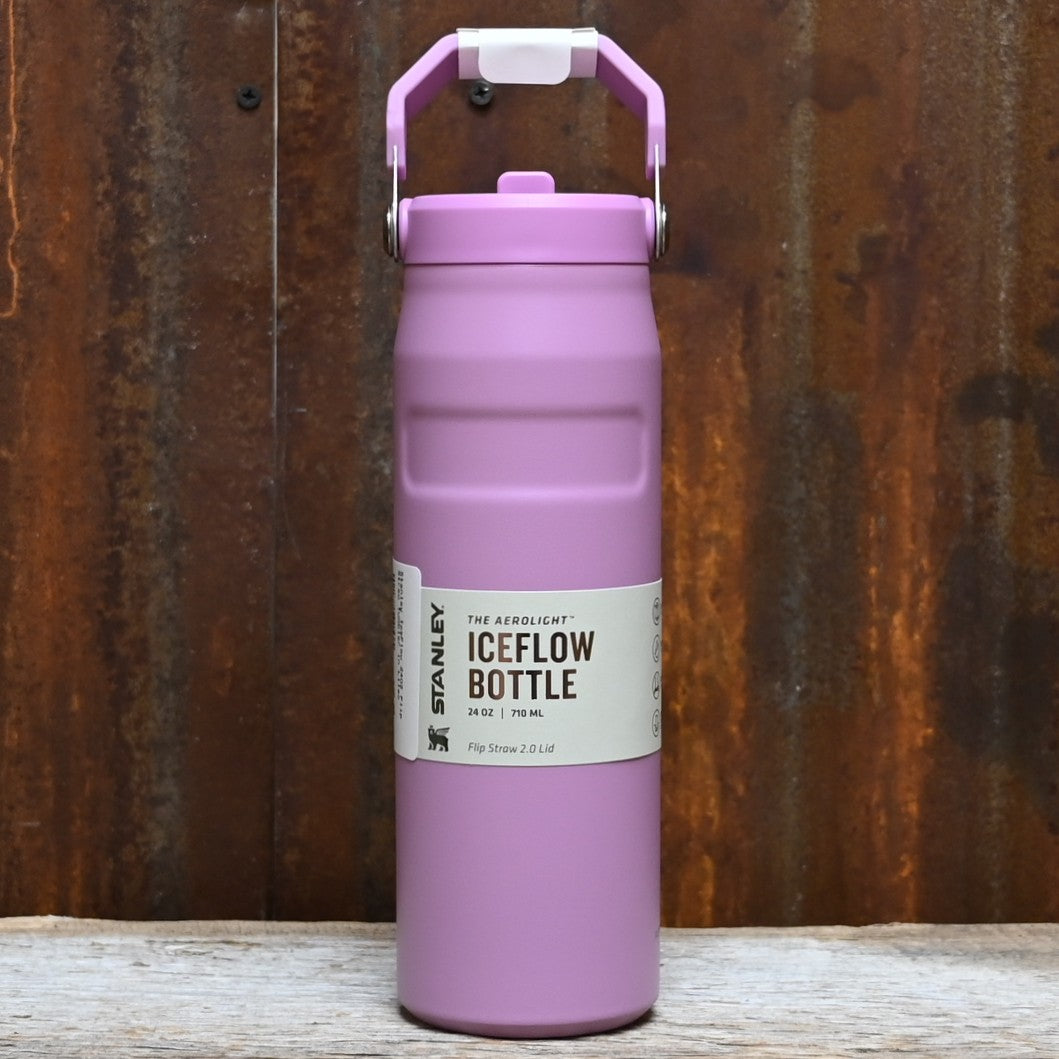 Stanley IceFlow 24-oz Flip Straw Tumbler in Lilac with built-in straw lid and handle