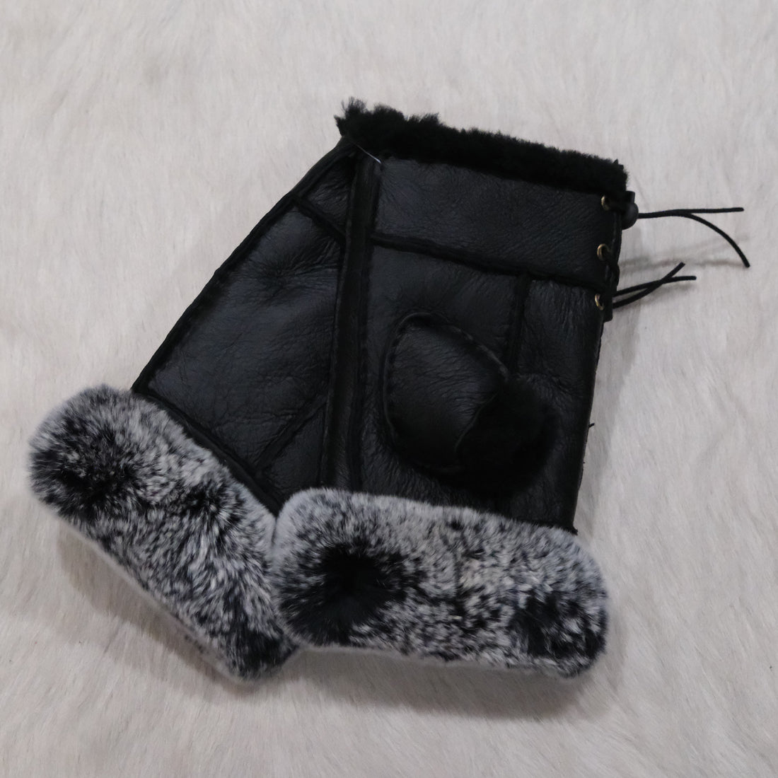 Morris Kaye Handsfree Shearling &amp; Rabbit Texting Gloves