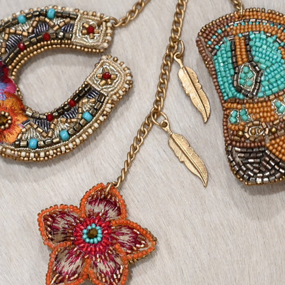 Mary Frances high noon charm with beaded boot and horseshoe accessory