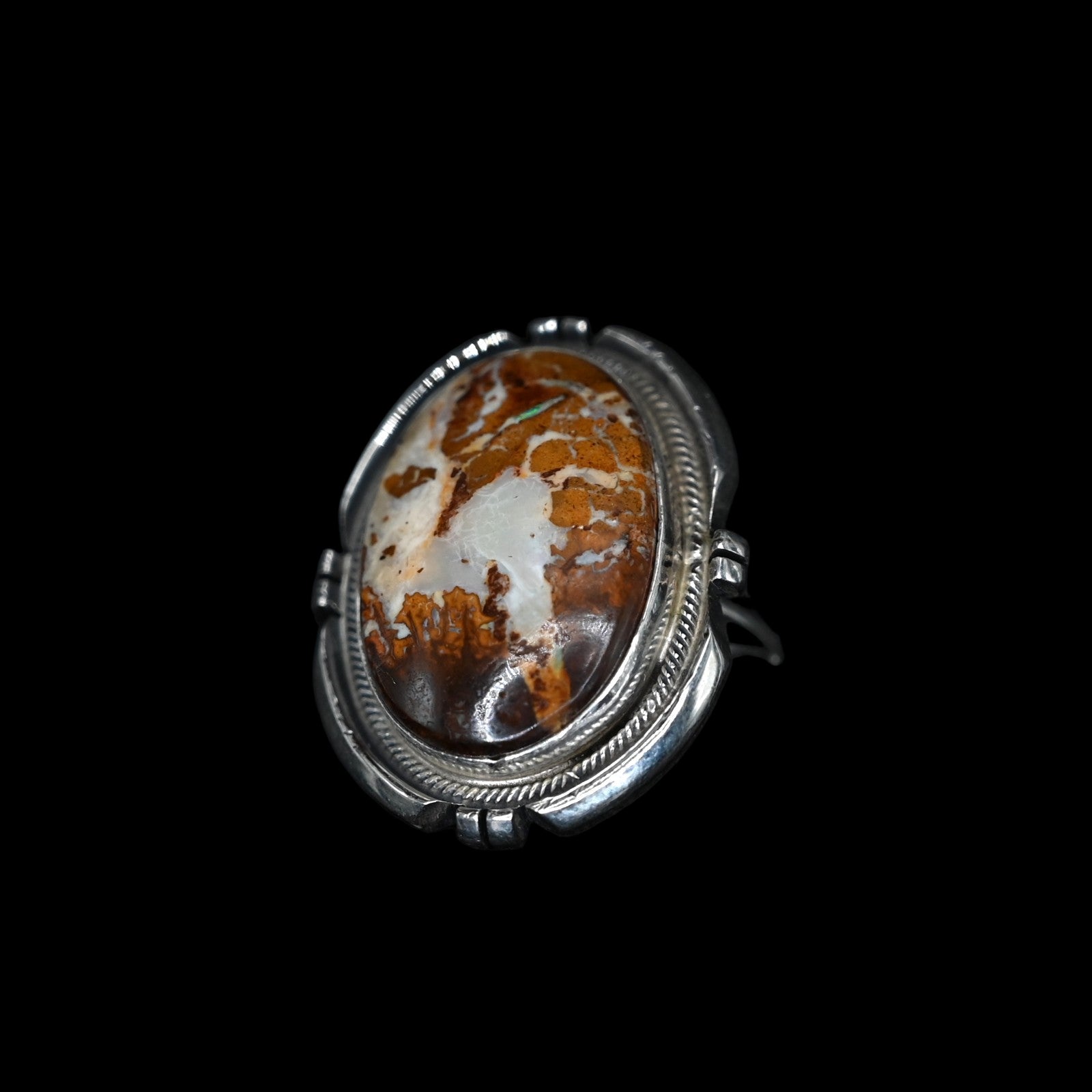 Sunwest Silver Rowdy Billy Boulder Opal Ring in sterling silver with colorful natural boulder opal, size 8