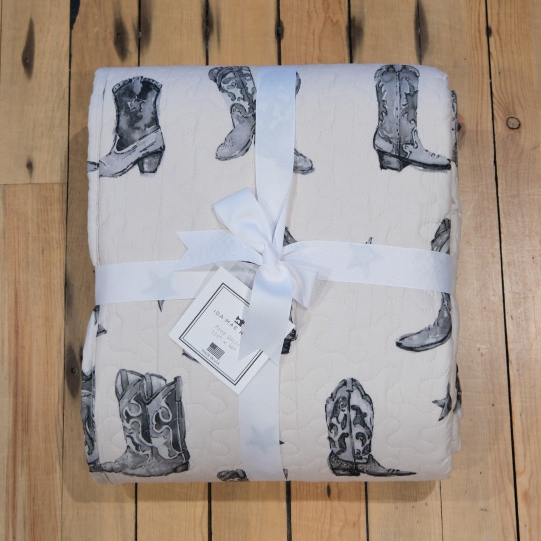 Ida Mae Home - Thunderbird Boots Black Linen Quilt - King