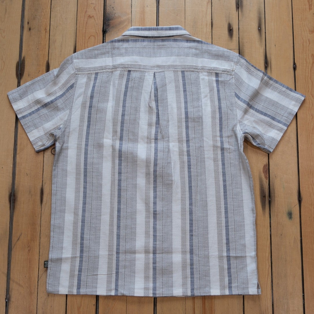 Howler Bros Shores Club Shirt in Old Bill Stripe: Limestone.