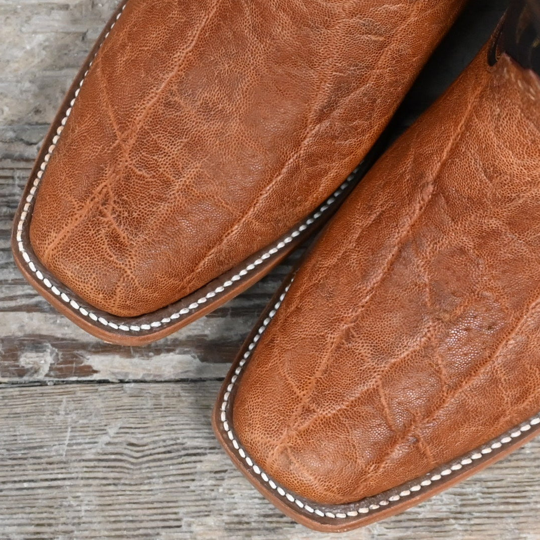 Exclusive Rios of Mercedes boot with Honey elephant vamp and Black Waxy Kansas 14″ top