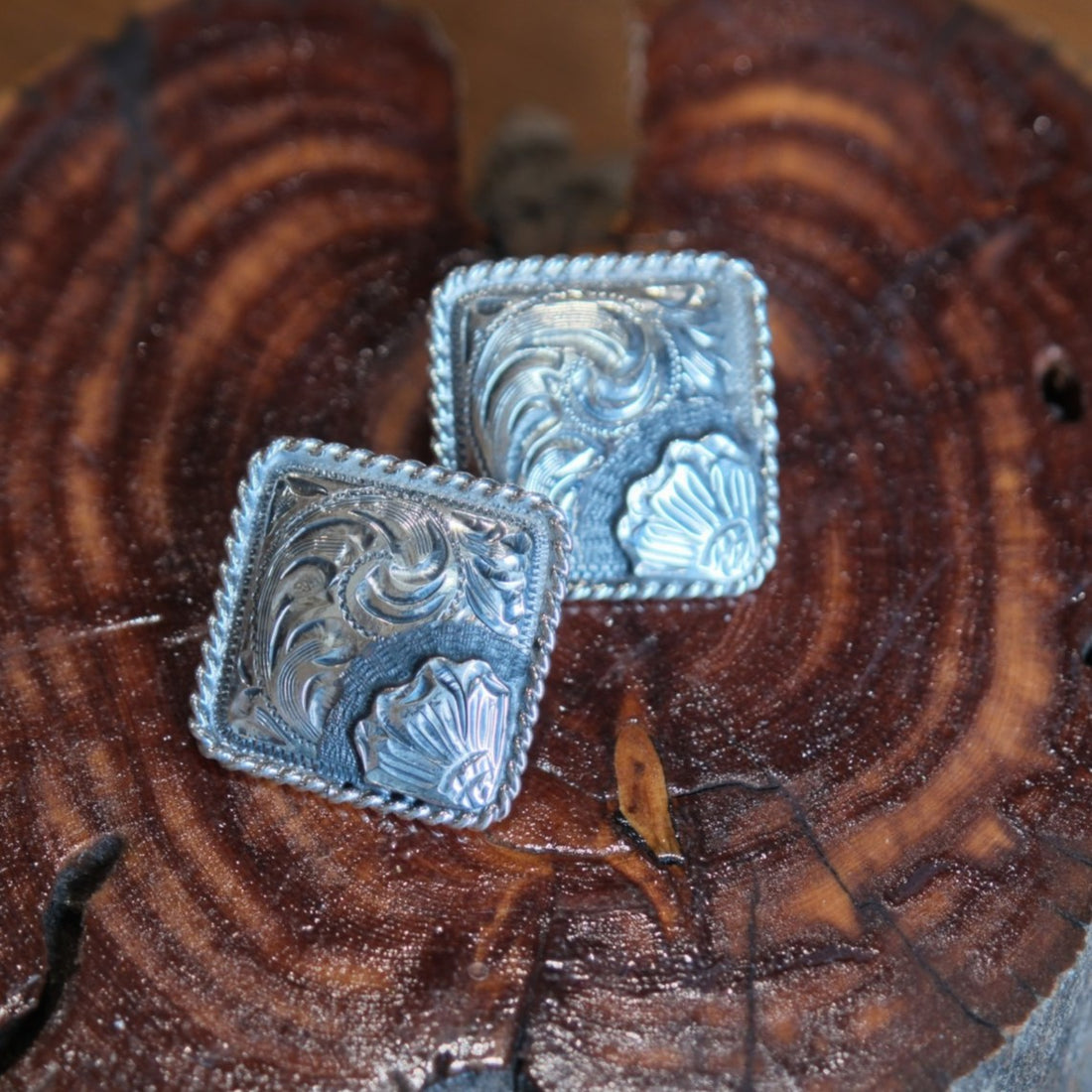 Vogt Silversmiths The Silver Iris Western Earrings