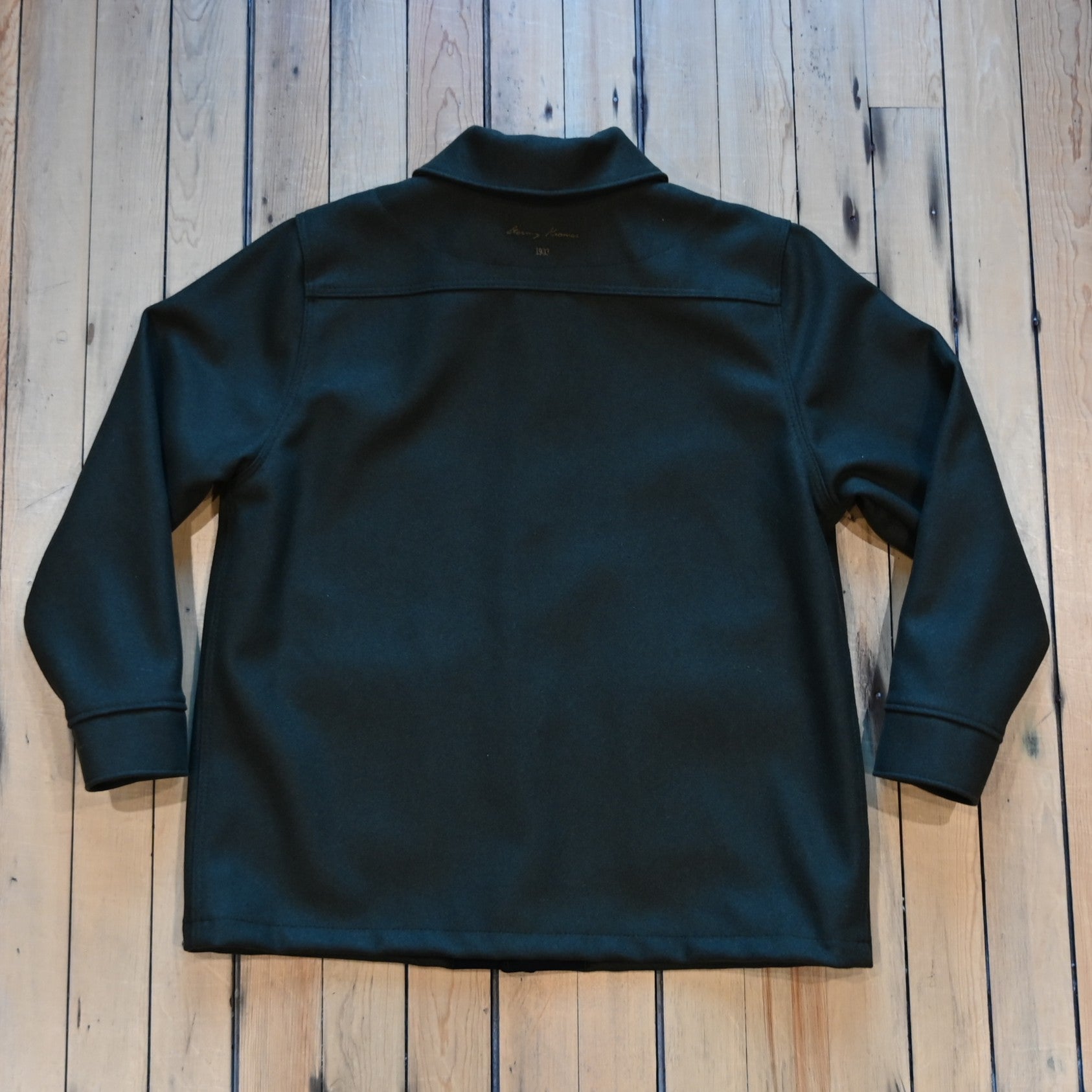 Stormy Kromer Mackinaw Coat olive back view