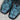 View of Hondo 13" black volcano cowboy boot with turquoise inlays and wide square toe