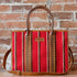 Myra Coachroom Stripes shoulder bag in red with leather trim