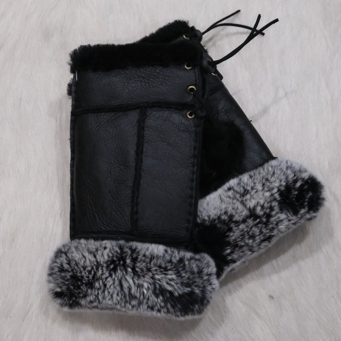 Morris Kaye Handsfree Shearling &amp; Rabbit Texting Gloves