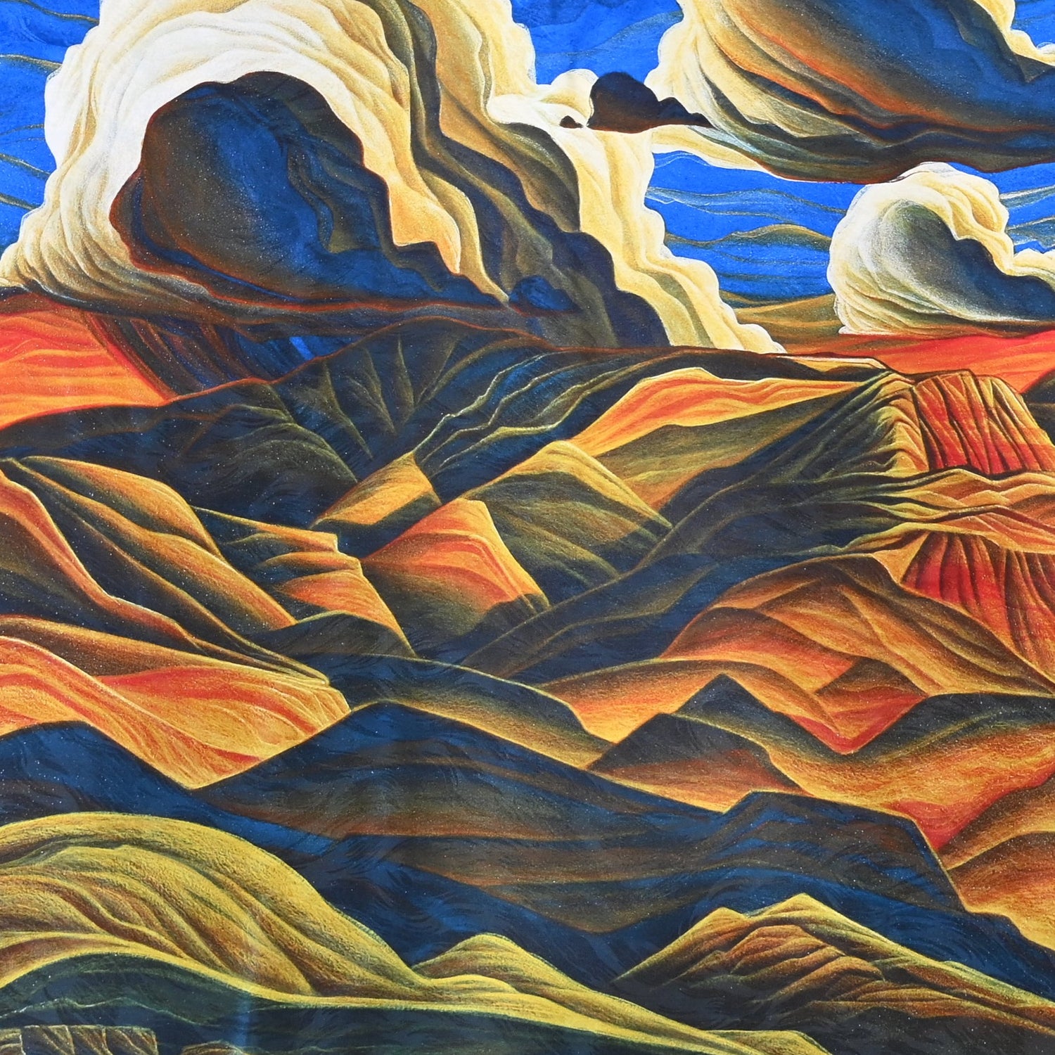 Limited-edition Southwest Range silk scarf by William Haskell, 36″ square, numbered jacquard design