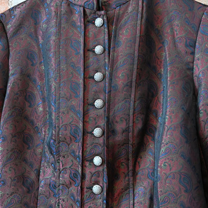 Frontier Ladies Victoriana Jacket Red Blue Green Brocade Front View