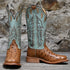 View of Hyer HARPER 13" boots showcasing Brandy full-quill waxy ostrich vamp and Robin&
