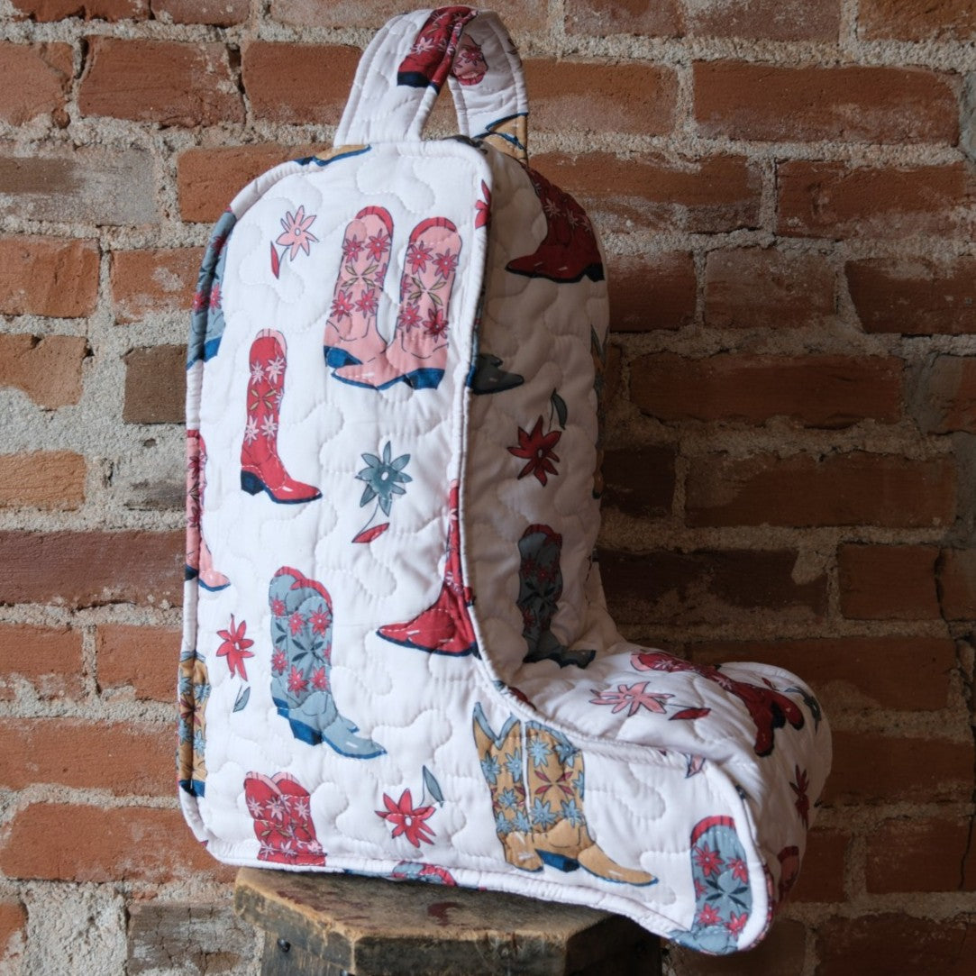 Ida Mae Home - Daisy Boots Linen Quilted Boot Bag