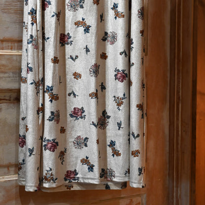 Cream velvet maxi skirt with floral print, Tasha Polizzi Niko design