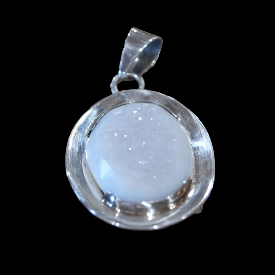 Rubio Enterprises Sterling Silver Oval Druzy Quartz Pendant (Assorted)