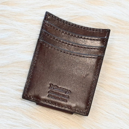 View of Back of Leather Card Case with Card Organizer.
