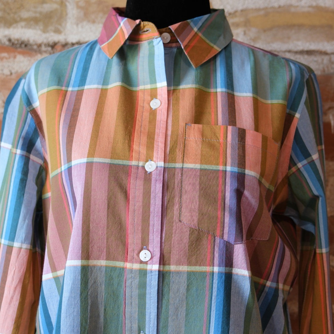 Pendleton Ladies Perfect Pocket Shirt - Teal/Orange Multi Plaid