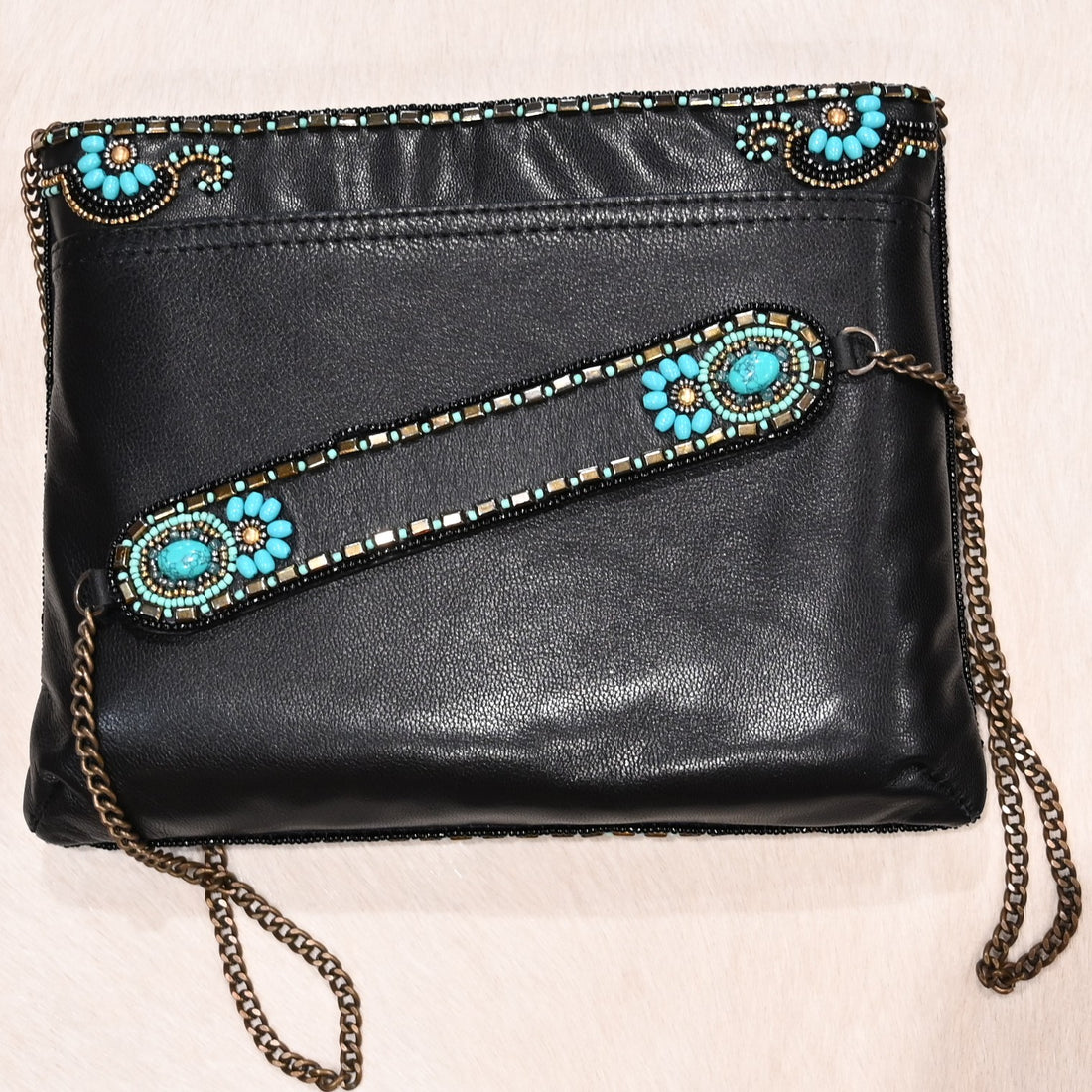 Mary Frances cowgirl crossbody handbag with Western beadwork