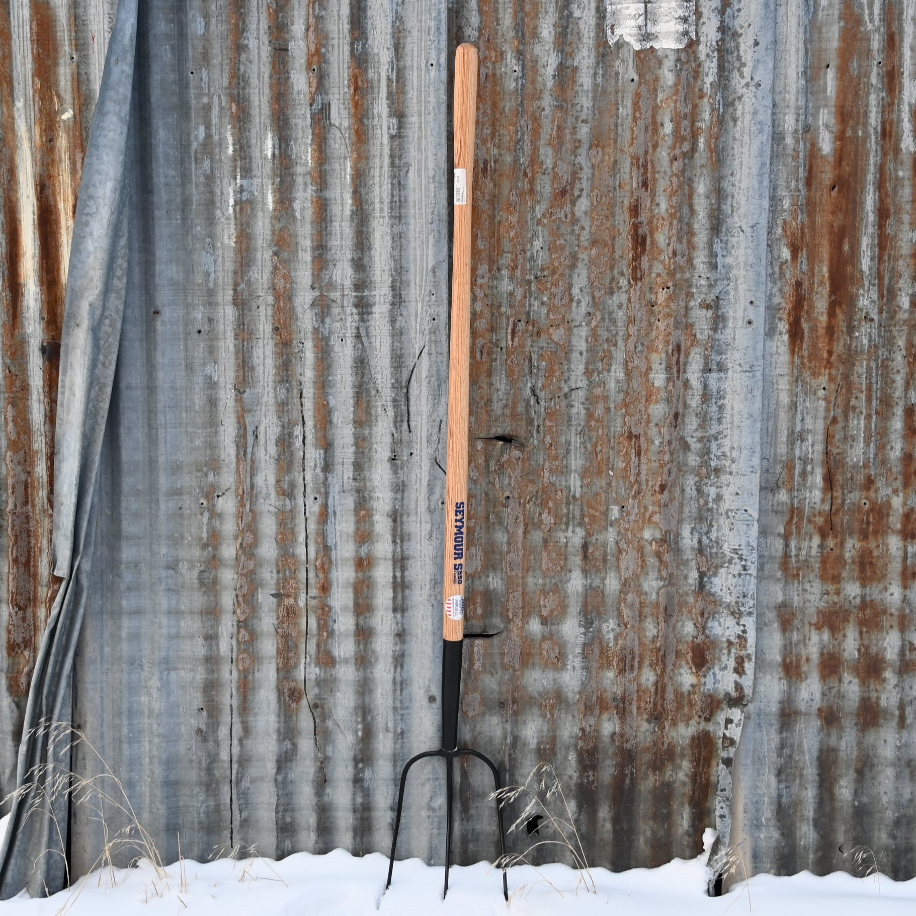 3 Tine Forged Hay Hook 8x12 Head 48&quot; view of pitchfork