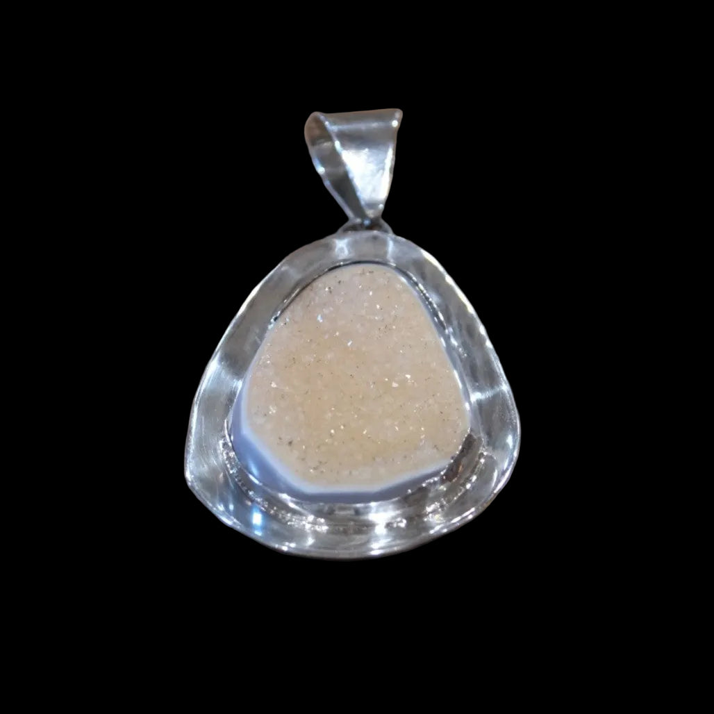 Rubio Enterprises Sterling Silver Druzy Quartz Pear Pendant