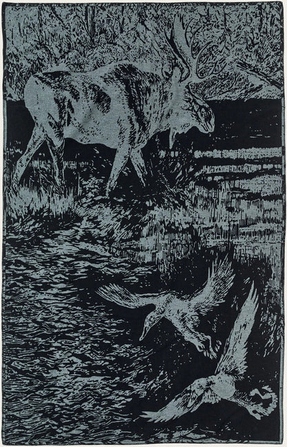 Filson cotton blanket balsam green marshlands woven pattern 100% cotton throw