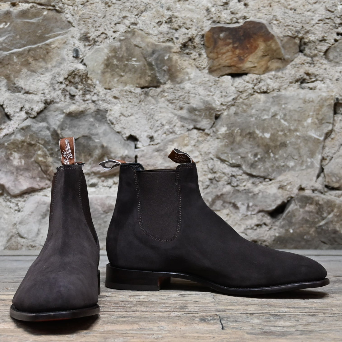 R.M. Williams Craftsman Dress Boot In Dark Tan view of front and side