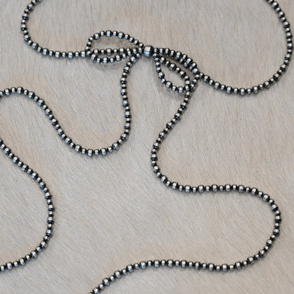 Sunwest Silver Long-Bow Oxybead Necklace with oxidized beads and cascading extra-long strands