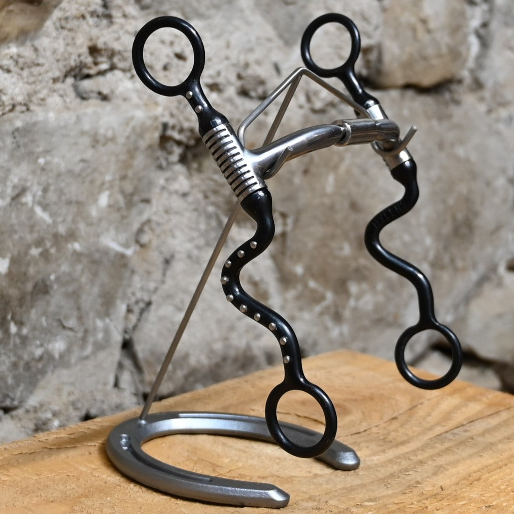 Myler Black Steel Seven Shank bit with wide-barrel comfort snaffle mouthpiece MB 02