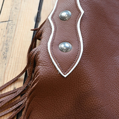 View of K Bar J Chinks with Buckles and Chap Leather Top in Size Small