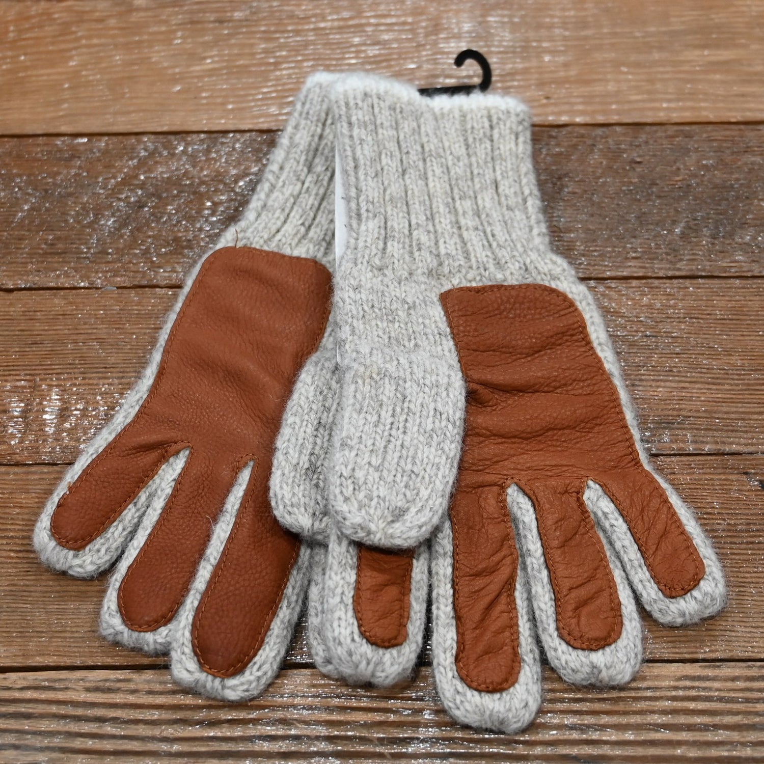 Fox River brown tweed rag and leather glove in medium size