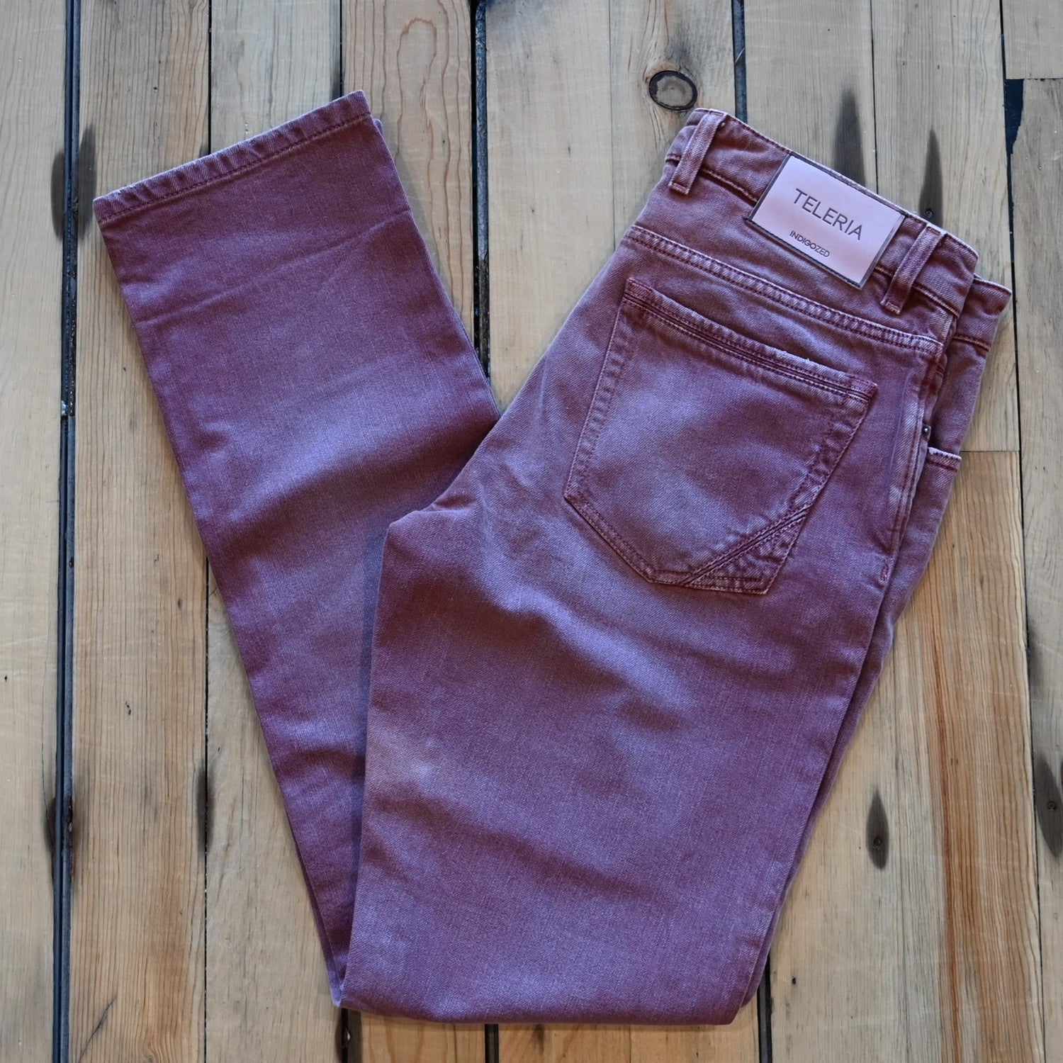 Teleria Zed 5 Pocket Jeans in Arancio soft Italian denim with classic five-pocket design