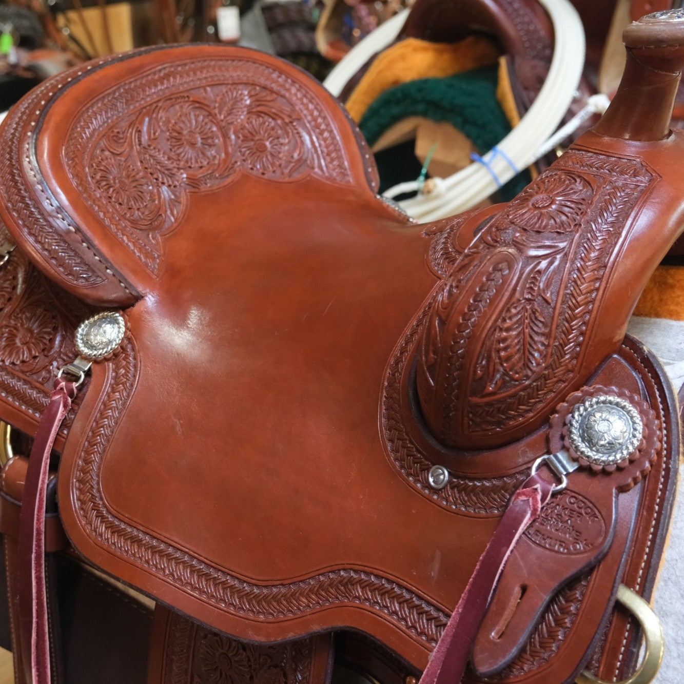 Billy Cook 15.5" All Around Hot Oiled Saddle - Desert Flower