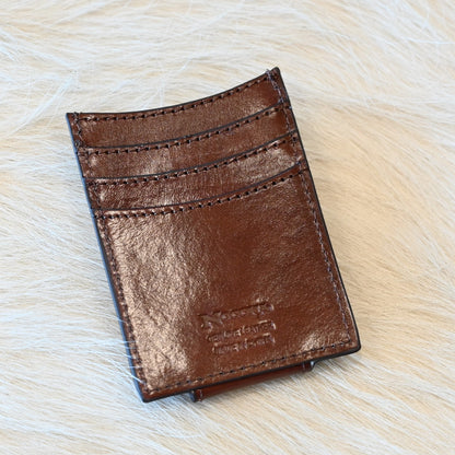 Card Case With Money Clip With Floral Pattern and Turquoise In-lay