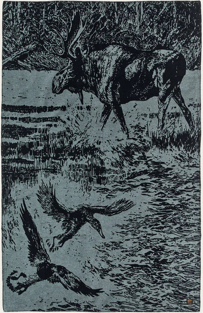 Filson cotton blanket balsam green marshlands woven pattern 100% cotton throw