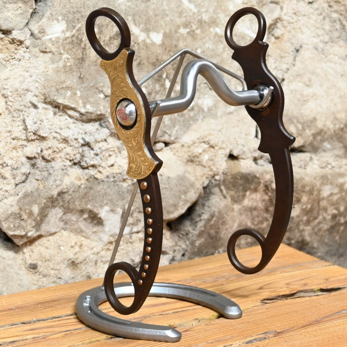 Tom Balding Tahoe Medium Port bit with stainless shanks and sweet iron port mouthpiece.