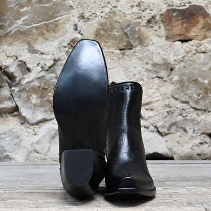 View of Stallion Men’s Zorro zip boot in black calf with round toe