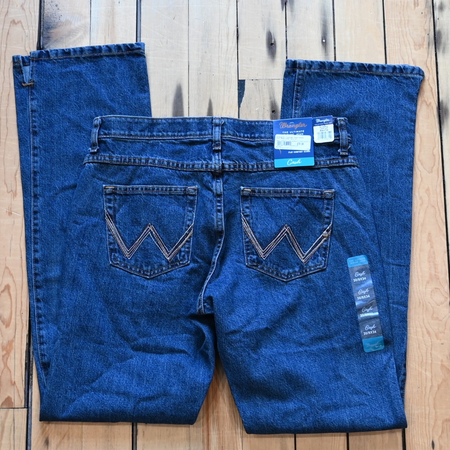 View of Wrangler Ultimate Riding Jean – Cash Fit in American Spirit wash with boot cut leg