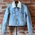 Schaefer ladies sherpa lined denim jacket with indigo denim shell and sherpa interior