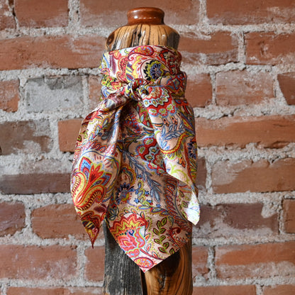 Schaefer multi red paisley silk wild rag 35x35 square