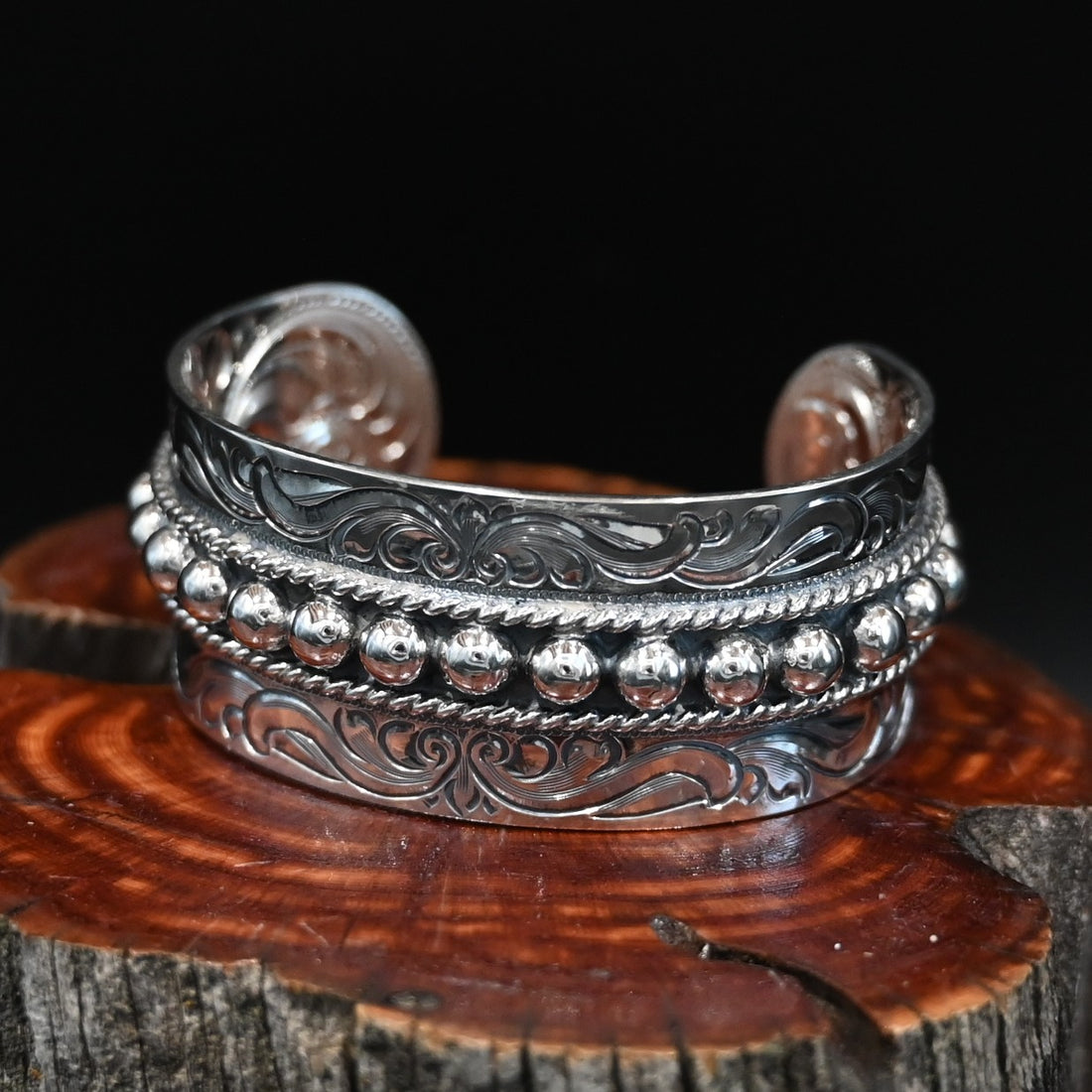 View of Vogt Silversmiths The Blair Classic Cuff featuring a refined sterling silver design with precise detailing