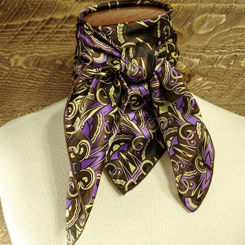 Cowboy Images Charmeuse Code Brown Wild Rag 44X44