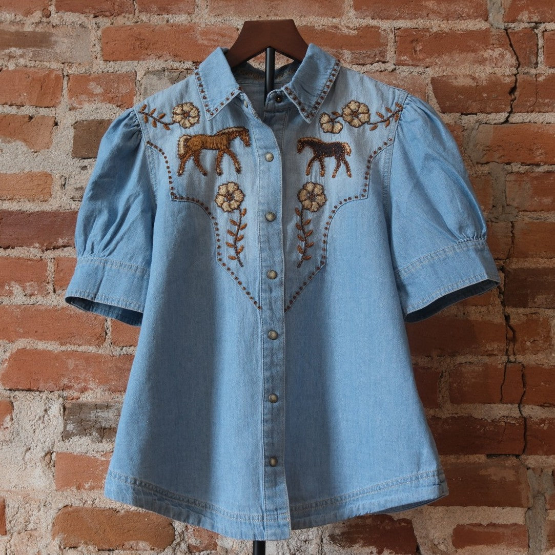 Double D Ranch Little Blues Pony Top - Chambray