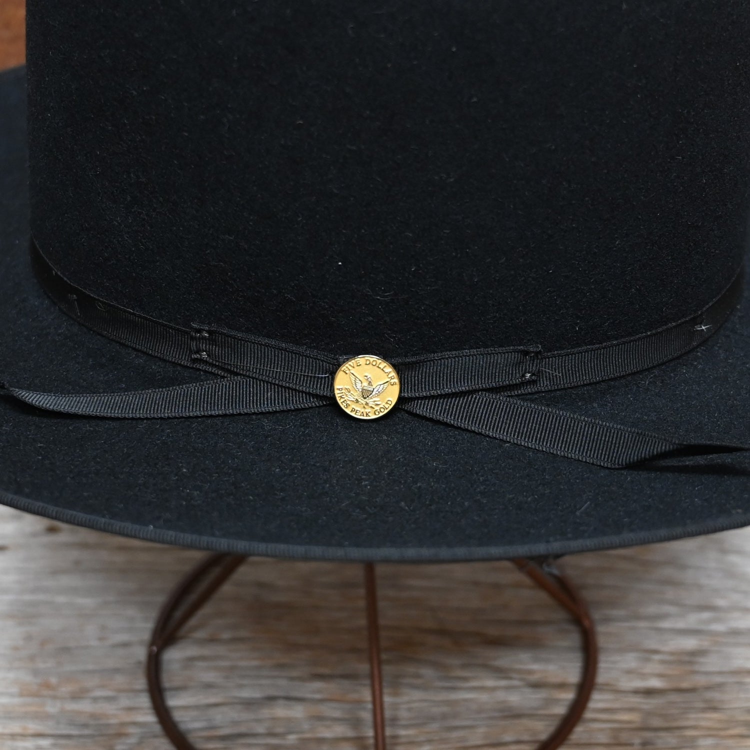 Stetson Open Road 160th Edition black fur felt hat with open crown and bound edge brim